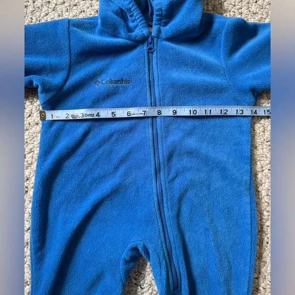Columbia Baby 6 month Jester hood Blue footie EUC - Picture 3 of 10